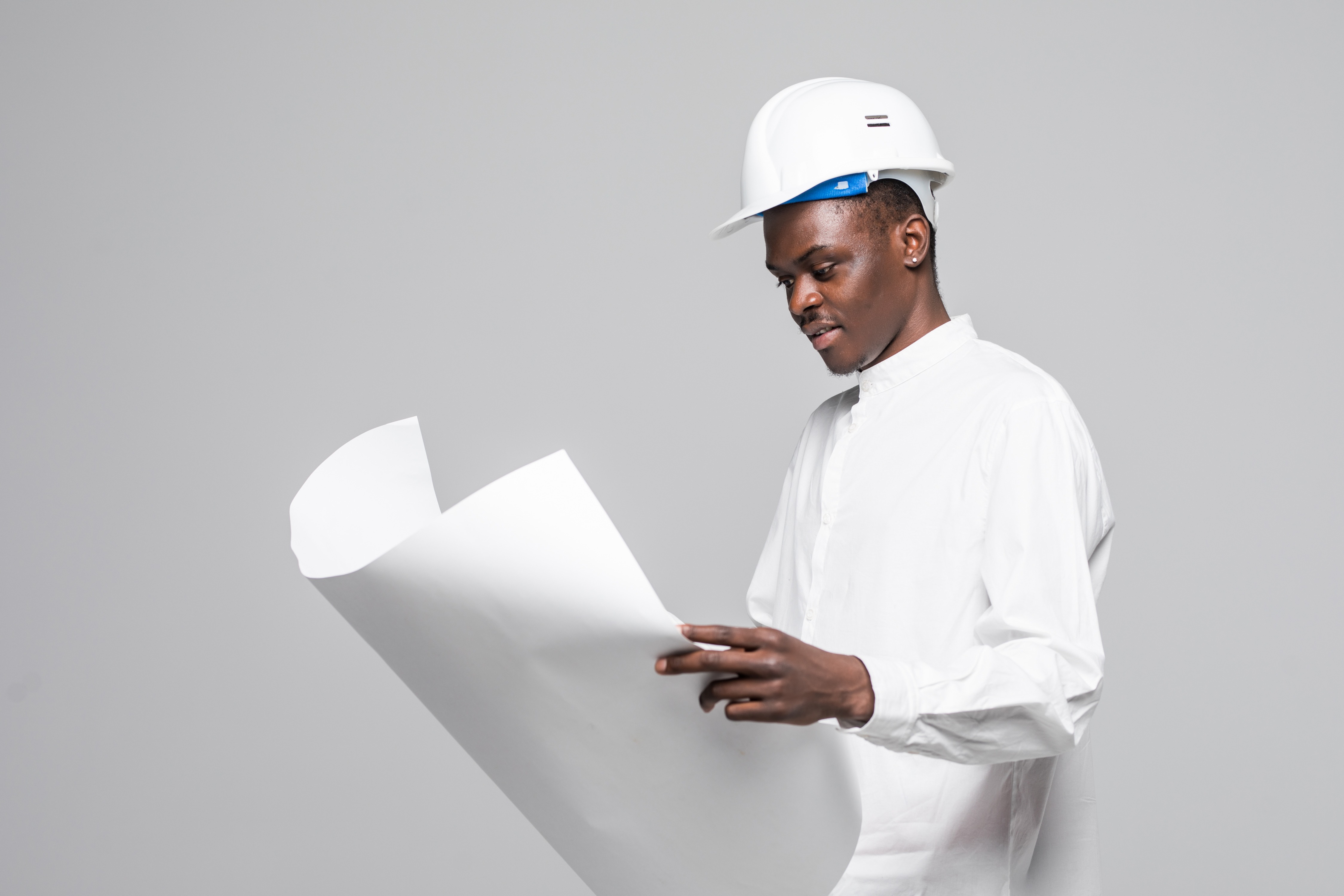 Architect reviewing plans